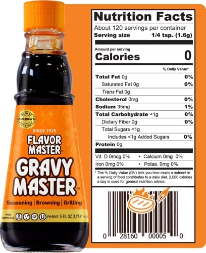 Gravy Master: Grilling, Seasoning and Browning Sauce - Ready to Use - 1 Bottle (5 fl oz) - Vegetarian, No Gluten, Kosher, Pareve - Grill, Glaze, Braise, Steak Crust - Made in the USA Since 1935