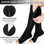 Ailaka Medical Compression Socks with Zipper, Knee High 15-20 mmHg Compression Socks for Women Men, Open Toe Support Socks for Varicose Veins, Edema, Recovery, Pregnant, Nurse
