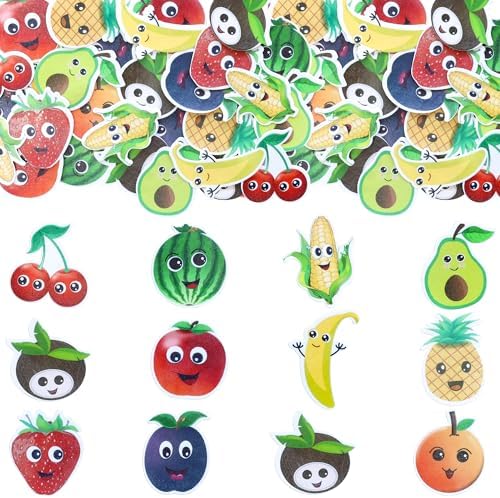 Gyufise 50Pcs Edible Fruit Theme Cupcake Toppers Apple Orange Peach Strawberry Banana Cupcake Picks Hawaii Fruit Cupcake Decor for Birthday Party Decoration Supplies
