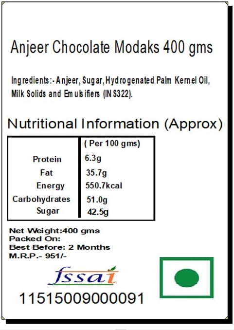 Ghasitaram Gifts Indian Sweets - Ganesh Chturthi Gifts - Ghasitaram Gifts Indian Sweets - Anjeer Chocolate Modaks 400 GMS