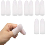 Kris-kikomy Gel Finger Protectors Finger Caps Silicone Fingertips Protection - Finger Cots Great for Trigger Finger, Finger Arthritis, Finger Cracking and Other Finger Pain Relief (Small)