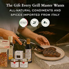 Mercato di Bellina Grill Master Gift Basket - Italian Made Caramelized Onion Jam, Seasonings, Extra Virgin Olive Oil, Black Truffle Sauce, Balsamic - Perfect Fathers Day Grilling Gift Set Dad, Husband