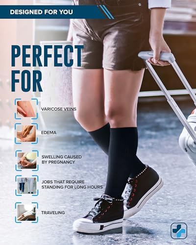Doctor's Select 3 Pairs Plus Size Compression Socks Wide Calf - Bamboo Viscose Knee High Socks | Circulation Support