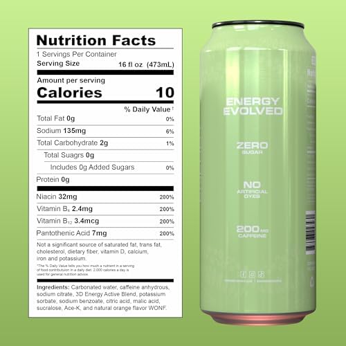 3D Energy Drink – Sugar Free, 200mg Caffeine, Pre Workout, Taurine, L-Carnitine, Lightly Carbonated, 16oz Cans, 12 Pack - Cucumber Melon