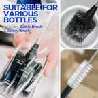 Holikme Bottle Brush Cleaner Set, 14" Long Handle Stainless Steel Bottle Cleaner Brush, 3 Straw Cleaner Brush, Bottle Cleaning Brush for Water Bottle, Cups, Abrasive Wheel Brushes, Straws Black