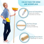 KeFanta Push Broom Handle with Metal Threaded End, 57'' Wooden Stick Pole for Home and Commercial Floor Cleaning Broom and Mops, Pack of 10