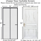 Upgraded Magnetic Screen Door Thicker 250g/m² Reinforced Mesh,36 Longer Magnets,Door Screen Magnetic Closure for Single Front Door,Retractable Sliding Screen Door,Fit Doors to 34 x 82 Inch,Black