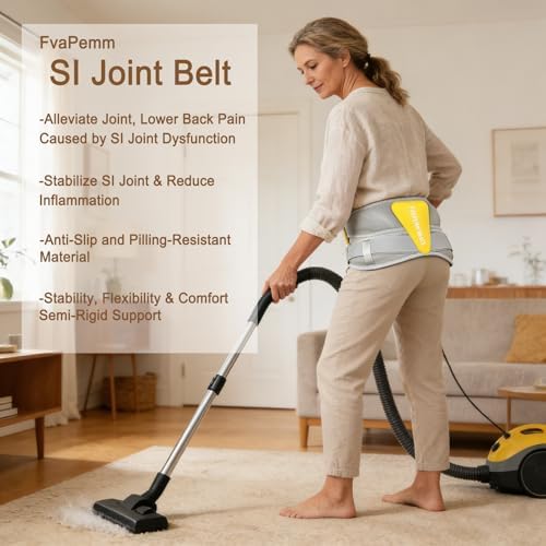 Si Joint Belt for Women & Men, Sacroiliac Hip Belt for Hip Pain, Sciatica Nerve Pain Relief, Postpartum Recovery & Pelvic Stabilization, Relieve Sacral Nerve Pain from SI Joint Dysfunction, Gray, M