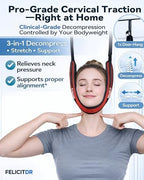 Upgraded Over-The-Door Cervical Neck Traction Device – Portable Adjustable Neck Stretcher for Neck Pain Relief, Spine Alignment & Posture Correction, Home Physical Therapy Kit, 330 lbs Support (Red)