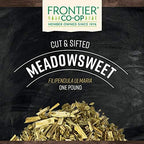 Frontier Co-op Meadowsweet Herb, Cut and Sifted, Kosher, Bulk Bag - 100% Natural Dried for Meadowsweet Tea, Herbal Uses | 16 Ounce (Pack of 1)