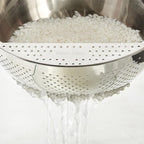 Helen's Asian Kitchen Professional Rice Washing Bowl – Stainless Steel Rice Rinser Strainer with Side Drainer, 3-Quart Capacity. Ideal for Quinoa, Rice, Grains, Legumes, Vegetables. Kitchen Essential