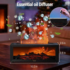 Fireplace Humidifier & Essential Oil Diffuser with Remote Control, 150ml Ultrasonic Aroma Diffuser, Realistic Flame Effect, 7-Color LED Night Light, Timer & Auto Shut-Off, for Bedroom/Home (Black)