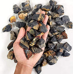 1/2 LB Black Onyx Stones - Bulk Black Onyx Crystal - Raw Natural Stones & Crystals - Fountain Rocks for Cabbing, Polishing, Wire Wrapping, Reiki, Chakra Crystal Healing