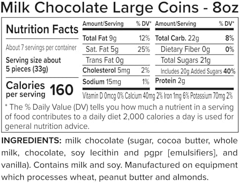 Large Chocolate Gold Coins, 32-Pack, Milk Chocolate Candy, 1.5 Inch Half Dollar Size, Gold Foil, Individually Wrapped Party Favors For Holidays, Candy Buffets, Goodie Bags, Treasure & Easter Hunts