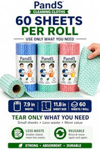 Reusable Paper Towels Washable, 2 Pack 120 Count Disposable Dish Cloths, Kitchen Washcloths Bathroom Hand Towels, Fast Dry Dishwashing Rags - Strong Absorbent - Green & Pink