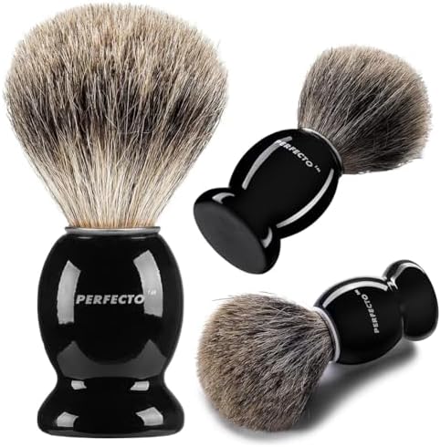 Perfecto Synthetic Bristles Shaving Brush For Men, Engineered for The Best Shave of Your Life. Shave Brush for Wet Shave for Safety Razor - Barbers Accessories, Gift For Him
