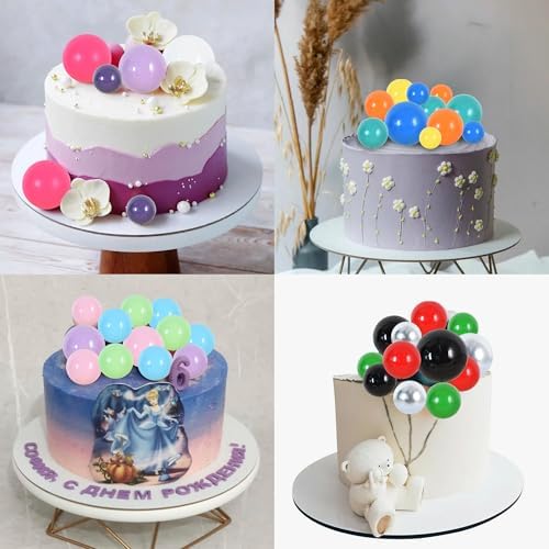 BEISHIDA 20 PCS Gold Mini Ball Cake Toppers Foam Cake Balls Decoration Supplies for Happy Birthday Anniversary Wedding Baby Shower Graduation Christmas Cake Decorations