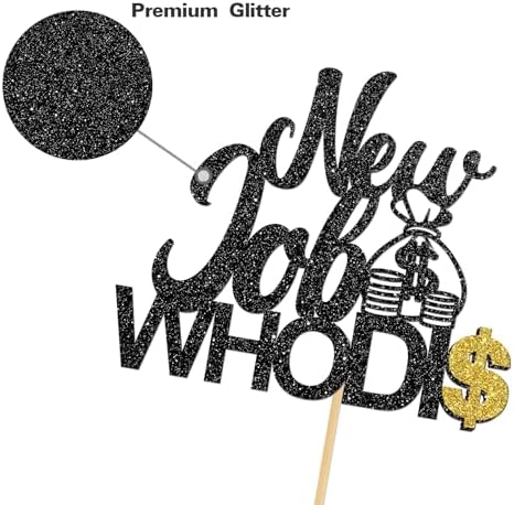 New Job Who Dis Cake Topper, Congrats New Job, Congratulations, Glittery Going Away the Beginning of a New Chapter Party Decorations Supplies