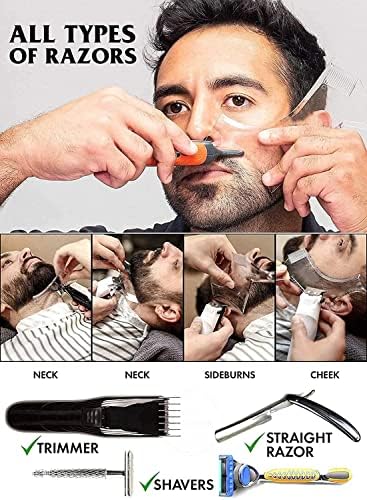 MIKEBE Beard Shaping & Styling Tool With Comb for Perfect line up & Edging For Men's Jaw Cheek/Neck Line, Symmetric/Curve/Step Cut Works with Any Beard Razor Electric Trimmers or Clippers
