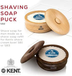 Kent SB2 Shaving Soap Puck Refill for Men for Shaving Soap Bowl Use with Shaving Brush for Men, Luxury Shave Barber Soap Made with Extracts of Coconut, Sgea, Jaboba Made in England
