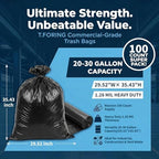 20-30 Gallon Trash Bags Black - 1.28 Mil Thick,30" x 35" Large Garbage Bags 100 Count，20+ Gallon Heavy Duty Trash Can Liners Unscented for Kitchen Home Office Commercial Outdoor