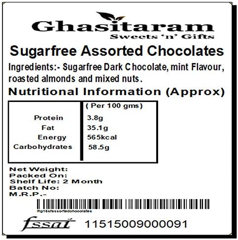 Ghasitaram Gifts Diwali Gifts Diwali Sugarfree Chocolates - Blue Window 24 Cavity Assorted Sugarfree Chocolates Box