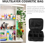 Beavorty Multi-layer Makeup Pouch Portable Cosmetics Storage Bag Handheld Toiletry Travel Wash Bag Black for Women and Men
