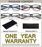 Reading Glasses for Men 4-Pack Stylish Computer Readers with Spring Hinges, Anti Glare/Eye Strain Filter UV Ray Blue Light Blocking Two-Tone Reader Eyeglasses,+1.5 Magnification Strength