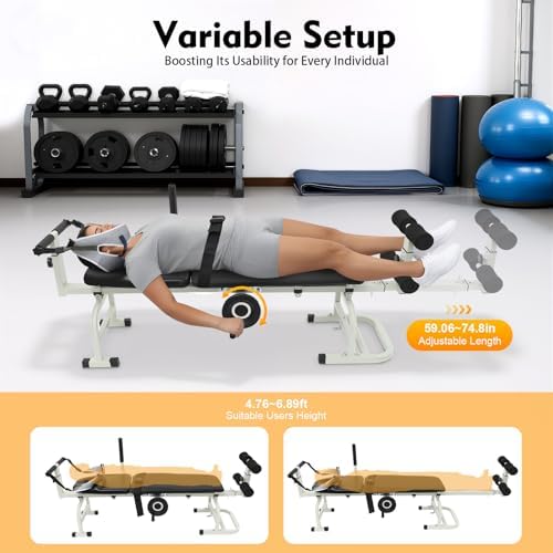 Multifunctional Body Stretcher, Cervical Traction Back Stretcher Lumbar Bed Body Stretching Spine Cervical Spine Stretcher Machine for 1.45-2.1m/4.76-6.89ft Older Teenager Within 330lbs
