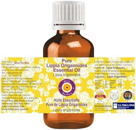Deve Herbes Pure Lippia Origanoides Essential Oil (Lippia origanoides) Steam Distilled (Pack of Five) 100ml X 5 (16.9 oz)