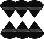 Pimoys 6 Pcs Powder Puff, Face Soft Triangle Makeup Puff Velour Makeup Sponge for Loose Powder (Black)
