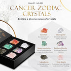 Wyspell Cancer Crystal Set - 6 Raw Cancer Crystals and Healing Stones - Cancer Zodiac Gifts for Women - Cancer Healing Gifts - Birthday Gifts for Women - Astrology Gifts for Women - Zodiac Crystal Set