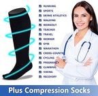 Hotfiary 4 Pairs Plus Size Compression Socks for Women Men Wide Calf 20-30mmhg Extra Large Knee High Support for Circulation