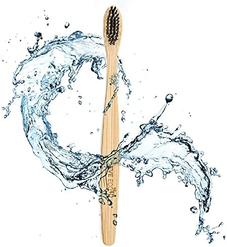 4 Count I Bamboo Toothbrush I Soft Bristles Best for Sensitive Gums I Charcoal I Vegan I Natural Wood I BPA Fee I Recyclable I Compostable I Biodegradable | Environmentally Friendly