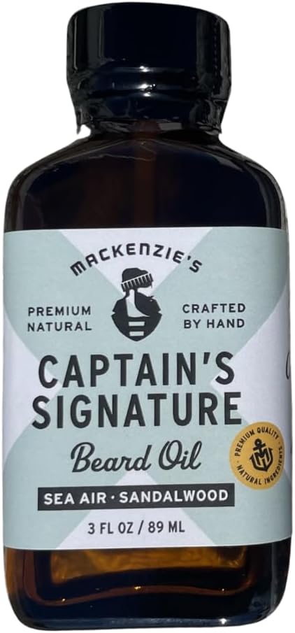 MACKENZIE'S Captain's Signature Beard Oil - Gifts for Fishermen - Gifts for Men - Natural - Nourishing - Moisturizing - Sea Air & Sandalwood Scented - 3 OZ