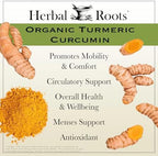 Herbal Roots - Turmeric Curcumin Capsules - Extra Strength - 1000mg Pure Organic Turmeric Supplement, 95% Standardized Curcumin Extract with BioPerine Pepper and Ginger
