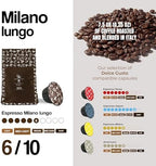 Dongiò Caffè Milano Lungo, Capsules Compatible with Nescafe Dolce Gusto system, 100 Count of Single-Serve Coffee pods (5 Boxes of 20 capsules each) Med-Light Roast | Intensity 6/10