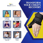 Brace Direct Pediatric Thumb Spica Wrist Splint for Kids - Childrens Thumb Immobilizer for Sprains, Tendonitis, Carpal Tunnel, Juvenile Arthritis (Child: Left Wrist 3-5" Circ)