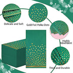 100 Pcs Green Paper Napkins - Gold Dot Party Napkins Disposable Green Dinner Napkins for Birthday Bathroom Wedding Graduation Party Supplies
