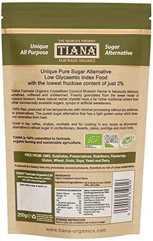 TIANA Premium Organic Crystallised Raw Coconut Nectar 250g - Pack of 2