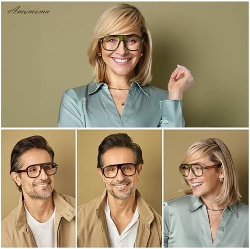 AMOMOMA 3 Pack Retro Blue Light Aviator Reading Glasses for Women Men,Oversized Large Computer Reader Frame AM6163