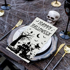 Horaldaily 100 Halloween Disposable Paper Decorative Guest Napkins, Castle Tree Bats Tomb Scary Themed Hand Towel for Party Lunch Dinner Kitchen Bathroom