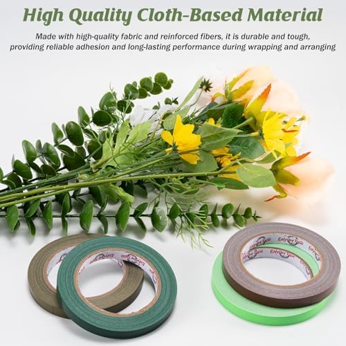 2 Rolls Green Floral Tape 1/2 Inch x 30 Yard – Waterproof Florist Tape for Fresh Flowers, Bouquet Binding, Wedding Bouquet Wrap & Floral Crafts