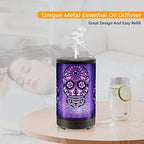 Skull Essential Oil Diffuser, Daroma 100ml Metal Aromatherapy Ultrasonic Cool Mist Humidifier Air Scent Home Office Gift, 7 Colors Changed LED Mood Light, Waterless Auto-Off