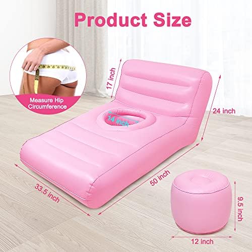 AOSSA BBL Chair After Surgery, Inflatable Sofa Bed for Sleeping, BBL Mattress with Hole, Inflatable Couch with Ottoman, Blow Up Lounge Chair, BBL Post Surgery Kit for Butt Support (Pink)