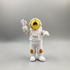 Figurine Astronaut Statue Spaceman Décor,Desktop & Tabletop Decorative Cute Mini Space Figure Ornament,Cake Toppers Decoration and Craft Gift(Gold and White Astronaut Statues)