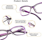 LifeArt 5 Pairs Reading Glasses, Blue Light Blocking Glasses, Computer Reading Glasses for Men and Women, Fashion Eyewear Frame (5 Purple, +1.00 Magnification)