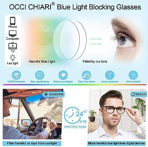 OCCI CHIARI Transition Bifocal Reading Glasses for Men XL Blue Light Blocking Readers
