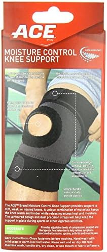 ACE Brand Moisture Control Knee Support, Medium, Black/Gray, 1/Pack