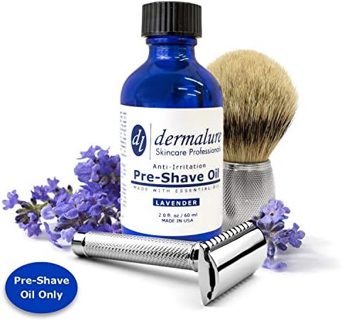 Pre-Shave Oil with LAVENDER ESSENTIAL OIL, 100% All Natural Oil for Sensitive Skin, Premium Quality for Anti-Irritation & Effortless Smooth Irritation-free. Ultra Gliding Shaving Oil (2.0 fl. oz / 60)